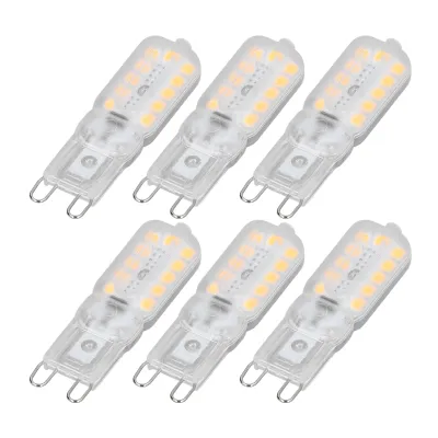 Zdjęcie produktu dla 6 sztuk żarówek LED typu G9, 5 W, przezroczysta osłona, 22 diody LED, z możliwością ściemniania, ciepła biel, 220–240 V, do lamp sufitowych, ściennych i stołowych
