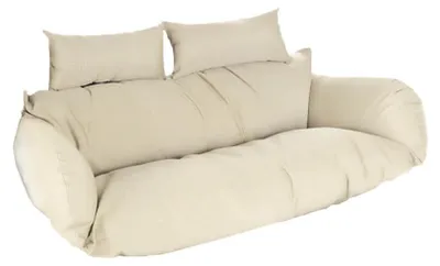 Produktbild von HOME DELUXE Polyrattan Hängesessel Kissen TWIN - Creme 105 x 41 x 45 cm  inklusive Sitz-, und Rückenkissen, UV-beständig | Hängestul, Hängesitz
