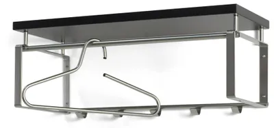 Garderobe Wandgarderobe Rex 3 in Nickeloptik Hutablage in Schwarz