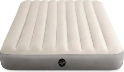 Produktbild von INTEX Luftmatratze Dura-Beam Standard Single-High, 152x203x25 cm, 272 kg Tragkraft, PVC und beflocktes Velours, Beige/Grau, leicht zusammenfaltbar, inkl. selbstklebendem Reparaturflicken
