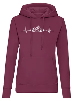 Produktbild von HeartBeat Alpen Damen Hoodie Bergmotiv EKG Print Outdoor Freizeit