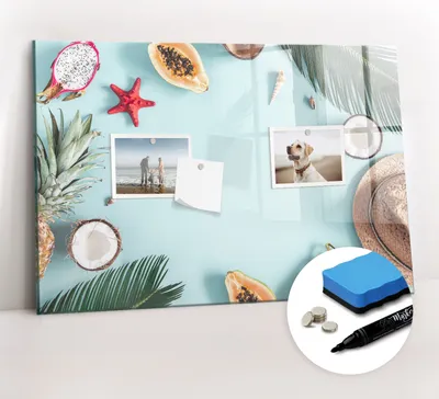 Produktbild von Magnetpinnwand Memoboard - Zubehörsatz - Schwarzer Marker + Schwamm + Magnete - 60 x 40 cm - Sommerkomposition