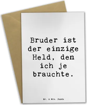 Produktbild von Mr. & Mrs. Panda babykarte Spruch Bruder Held - Weiß - Geschenk, Brüderlichkeit, hochzeitskarten, osterkarten, Unterstützung, herzerwärmende Sprüche, weihnachtskarten
