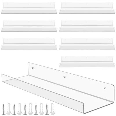 8er-Set unsichtbare Acryl-Schwebregale 38 cm, Wandmontage
