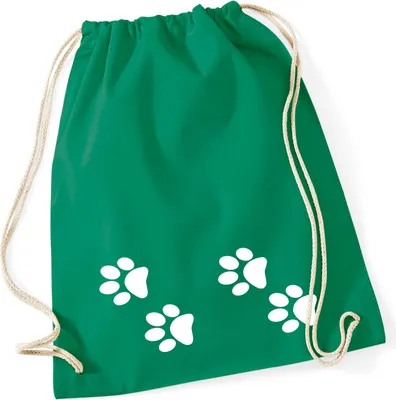 Produktbild von Huuraa Turnbeutel Fußtapsen Tapsen 12 Liter Kelly Green Baumwolle Rucksack Geschenkidee