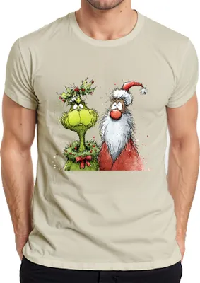 Zdjęcie produktu dla Grinch Ojciec Boże Narodzenie ostrokrzew śmieszna koszulka męska vintage, natura, S