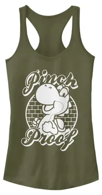 Productafbeelding van Nintendo Pinch Proof Yoshi dames sporttop, model racerback, kleur: militairgroen, maat: X-Small