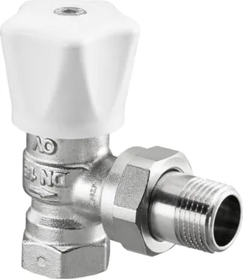 Immagine prodotto di Valvola di regolazione manuale Oventrop serie HRV PN 10, bianca, ad angolo, DN 10, 3/8"