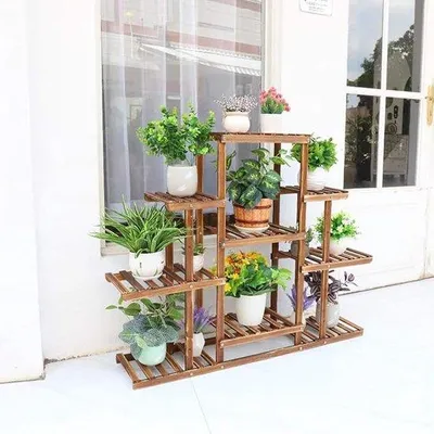 Produktbild von Famanu Pflanzenregal aus Holz - 115 x 25 x 96,5 cm