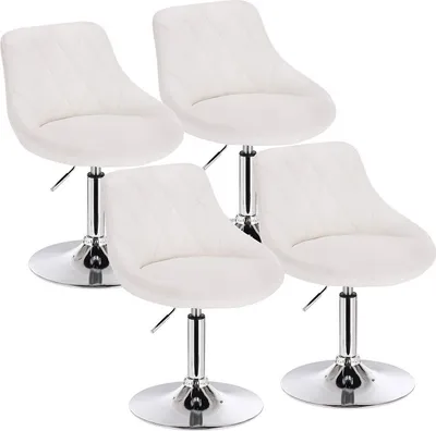 Produktbild von WOLTU 4er-Set Barhocker Tresenhocker Barsessel mit Rückenlehne aus Kunstleder Metall höhenverstellbar Weiß