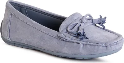 Produktbild von topschuhe24 3141 Damen Velours Mokassins Komfort Slipper , Farbe:Blau, Größe:38 EU