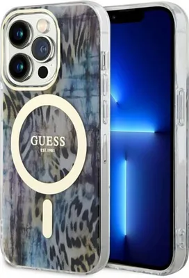 Image de Guess Guhmp14Xhleopwb Iphone 14 Pro Max6.7 Niebieski/Bleu Hardcase Leopard Magsafe