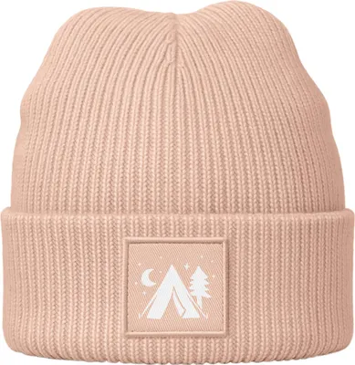 Produktbild von Herren Mütze Beanie mit Aufdruck Camping Logo Patch Wintermütze Print Strickmütze Rippstrick Neverless®