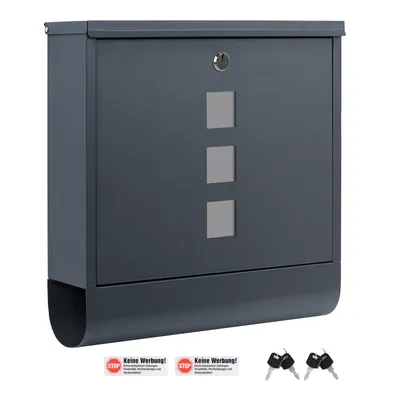 Produktbild von Theo&Cleo Briefkasten mit Zeitungsfach Sichtfenster Anthrazit 9,5 x 35 x 35 cm
