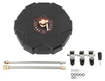 Produktbild von Flächenreiniger für Hochdruckreiniger - Bodenreinigungsaufsatz - 33 cm - 360° Drehbare Räder - Edelstahl und Kupfer - 2500 PSI - 60 °C - 1/4" Anschluss