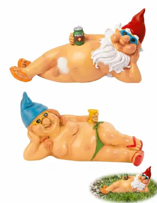 Gartenzwerge Set 2er, Kunstharz, 15 cm, wetterfest, lustige Deko