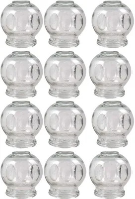 Produktbild von 12er SET Schröpfgläser ø 7 cm Höhe 8 cm Innendurchmesser ca. 4,3 cm Schröpfen aus Glas (Feuerschröpfen) Vakuum Massage - Glass Cupping Банки медицинские