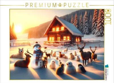 Produktbild von CALVENDO Puzzle Winterliches Abendglühen | 1000 Teile Lege-Größe 64x48cm Foto-Puzzle für glückliche Stunden