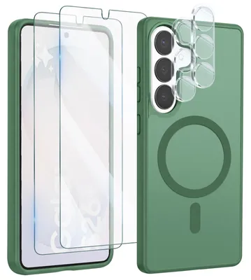 Immagine prodotto di Custodia Avizar compatibile con Galaxy S26, con protezione MagSafe, realizzata con 2 vetri temperati e 2 pellicole protettive per la fotocamera, colore verde scuro