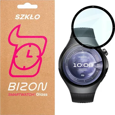 Produktbild von Hybrides Glas für Huawei Watch 5 46 mm, Bizon Glass Watch Edge Hybrid, Schwarz