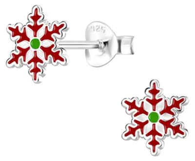 Produktbild von Weihnachtsohrringe: Kinder & Damen Ohrstecker Silber 925 Schneeflocke (Snowflake)