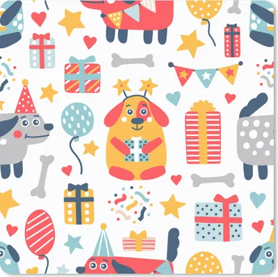 Produktbild von MuchoWow® Mauspad Mousepad Schnittmuster - Geburtstag - Hund 20x20 cm - Mousepads - Maus Mat - Pad - Mausunterlage - Desk Mat - Bureauartikeln