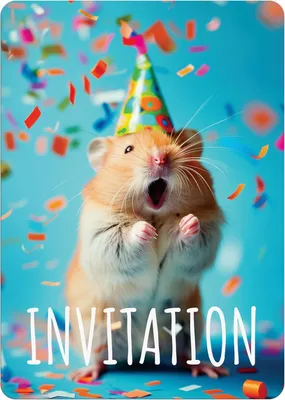 Productafbeelding van Uitnodigingskaarten met hamsterprint, 12 stuks, voor een kinderfeestje