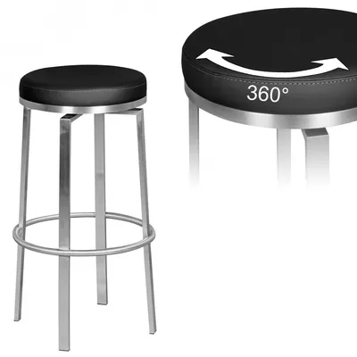 Produktbild von Barhocker WL1.947 Schwarz 42x76x42 cm Edelstahl Barstuhl 360° Drehbar, Thekenhocker Barsitz Gepolstert, Design Tresenstuhl Modern, Bistrohocker Hoch, Hoher Hocker für Bar