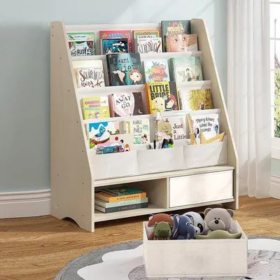 Produktbild von Azomor® Multifunktionale Holz-Kinderbuchregal mit Schubladen und sicherer Konstruktion