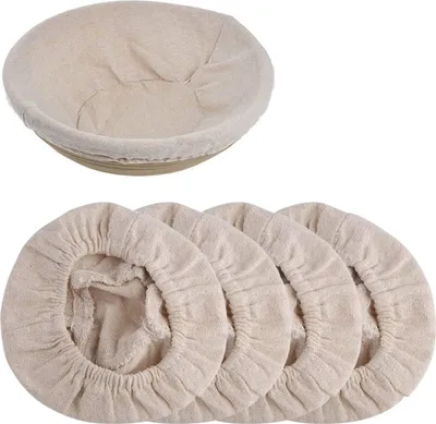 Produktbild von 4 Stück Rund Leineneinsatz für Brot Gärkörbchen Gärkorb,30*8cm,Rundbrot Proofing Basket Cloth Liner Brot Banneton Proofing Basket Cloth Liner Sauerteig Banneton Proofing Tuch Rattan Backteig