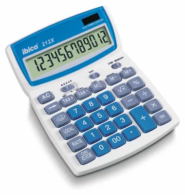Image de calculatrice de bureau ibico 212X, écran LCD 12 chiffres
