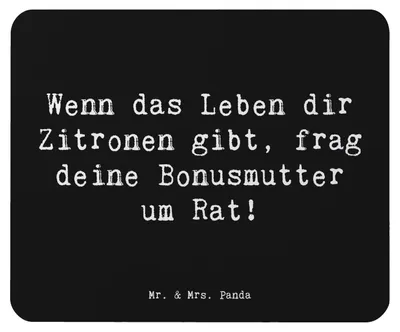 Produktbild von Mr. & Mrs. Panda Mouse Pad Spruch Rat bei Bonusmutter - Schwarz - Geschenk, Mauspad, pc mausunterlage, herzerwärmende Sprüche, einzigartige Designs, computer mousepad