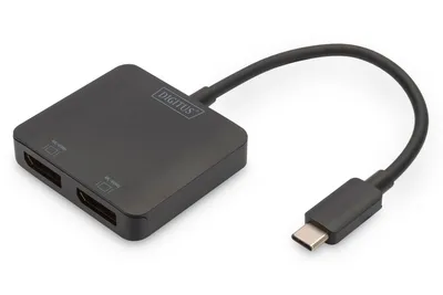 Obrázek produktu pro DIGITUS 2-portový video rozbočovač USB-C->2x Displayport černý - Rozbočovač - 2-portový