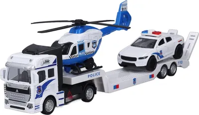 Produktbild von Transport-Pritschenwagen mit Flugzeuganhänger, Autotransporter-Fahrzeugmodell für den Innen- und Außenbereich