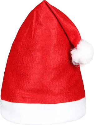 Produktbild von Santa Magix Weihnachtsmütze Set – Einfache rote Filz Weihnachtsmützen mit weißem Bommel – Günstige Giveaway Nikolausmützen für Events, Firmen, Schulen & Weihnachtsfeiern Menge wählen: 1