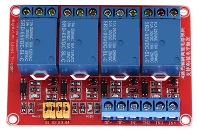 Obrázek produktu pro 4-kanálový reléový modul s optocouplem pro napětí 5V/12V/24V