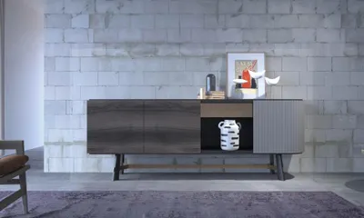 Immagine prodotto di Credenza Credenza in legno Armadio Sala da pranzo Moderno Nero