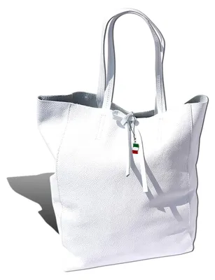 Produktbild von Florence Echtleder weiß ital. Shopper Rindsleder Damen 30x35x15 D2OTF112W