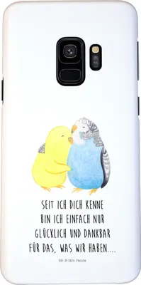 Produktbild von Mr. & Mrs. Panda Samsung Galaxy S9 Handyhülle Wellensittich Liebe - Weiß - Geschenk, Cover, Verknallt, Paar, Hülle, Handy Schutzhülle, Freundin, Umarmung, Case