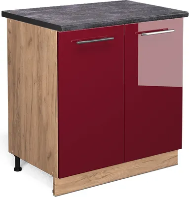 Obrázek produktu pro Spodní skříňka kuchyňské linky Vicco Fame-Line Bordó červená vysoký lesk 80 cm s policí, PD Antracit, Model 46916