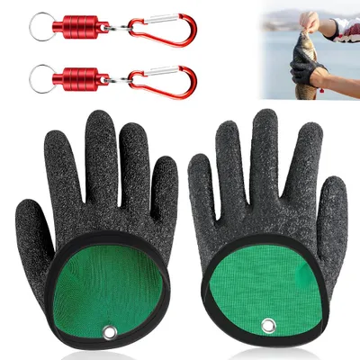 Produktbild von Angelhandschuhe - 1 Paar - Wasserdichte und schnittfeste Stichschutzhandschuhe - Mit Magnetverschluss - Für Angeln, Hecht, Wels, Zander, Krabben