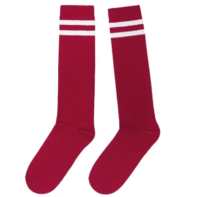 Produktbild von Damen Kniestrümpfe aus Baumwolle Zwei Ringel Bordo-Creme Größe 35-38