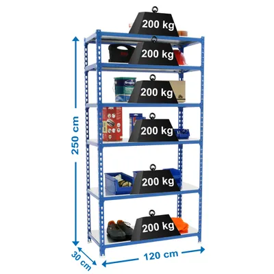 Produktbild von SIMONCLICK MEGAPLUS 6/300 2500 BLAU/GALVA metallic prateleira