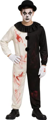 Horror-Clownskostüm Overall 14-16 J. schwarz-weiß Halloween