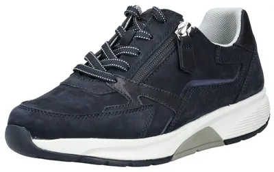 Produktbild von Gabor Comfort 8687836 Rollingsoft Schnürer, Damen, Leder, Marine, Sneaker - Damenschuhe Bequeme Schnürschuhe, Blau, leder (nubuk/pepe/argento)
