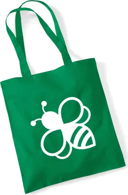Produktbild von Huuraa Jutebeutel Biene Silhouette 10 Liter Kelly Green Baumwolle Tasche Geschenkidee