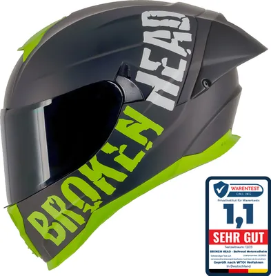 Produktbild von Broken Head Integralhelm BeProud Pro Sport Grün Sonnenblende + Schwarzes Visier : Spoiler schwarz L (59-60 cm) Spoiler: Spoiler schwarz Größe: L (59-60 cm)
