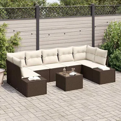 Produktbild von "Rabatt" Gartensofa-set - Balkonmöbel/Terrassenmöbel - mit Kissen 8 pcs Braun und Creme Poly-Rattan - Lounge-Dining set CC13061