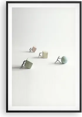 Produktbild von Gerahmtes Poster - Schwarzer Rahmen - Symbol Kugel Würfel - 61x91,5 cm - Wand Bild - Wanddeko - Wandbilder - Kunstposter - Wandposter - Bilderrahmen - Bilder - Kunstdruck - P2BPA61x91-4688