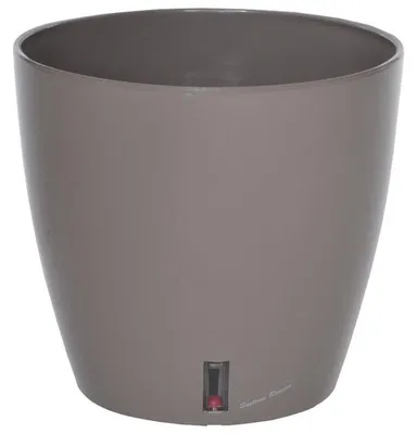 Image de Pot de fleurs à réserve d'eau Hydrosystem Eva New Rond D30cm - H27,5cm - 14,5L - Taupe - Fabrication Française